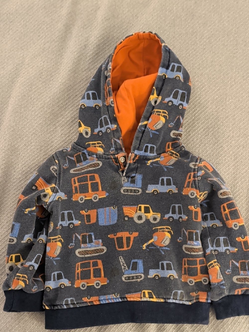 Kids Headquarters Orange-Lined Navy Hoodie with Construction Trim